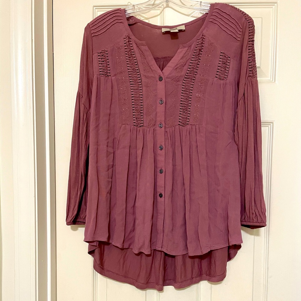 Vintage America mauve bohemian style blouse